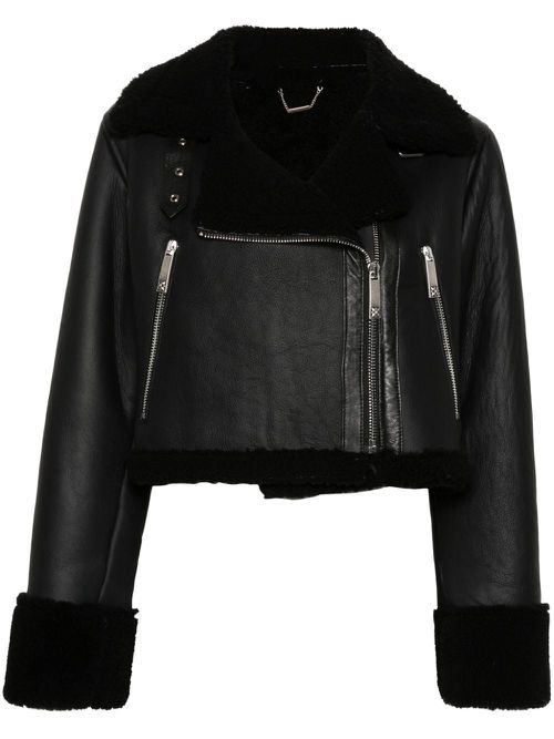 Leather shearling jacket - Black