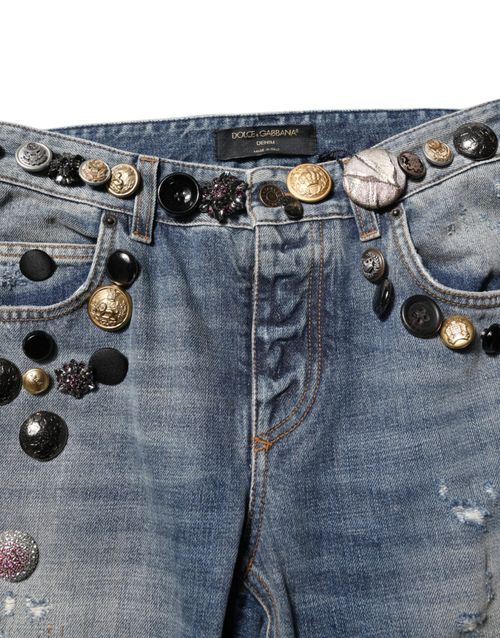 Embellished Denim Jeans — Blue