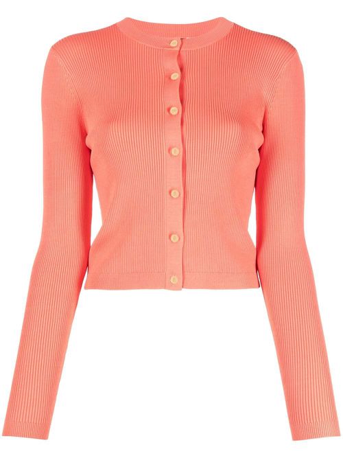 Button-up rib-knit cardigan - Orange