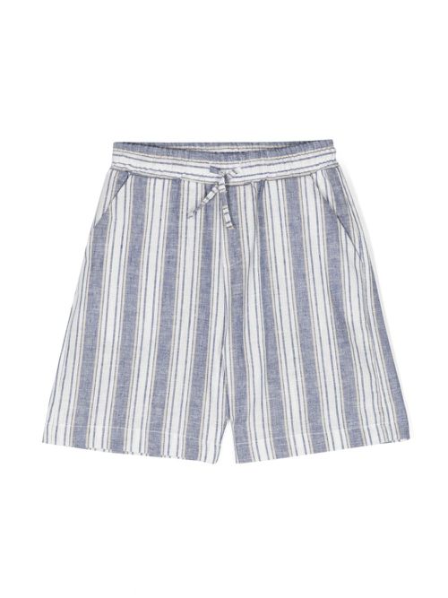 Elasticated-waist striped shorts - Blue