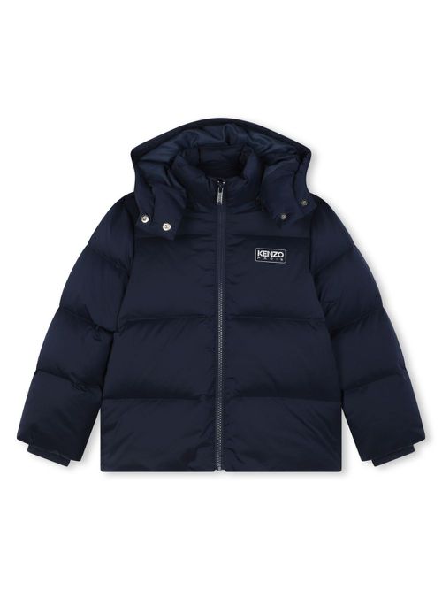 Water-repellent hooded puffer jacket - Blue