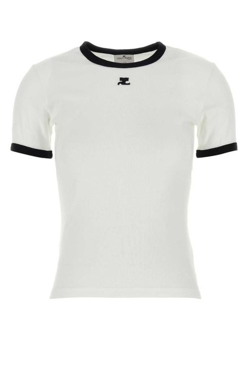 Contrast-Trim Cotton T-Shirt — White