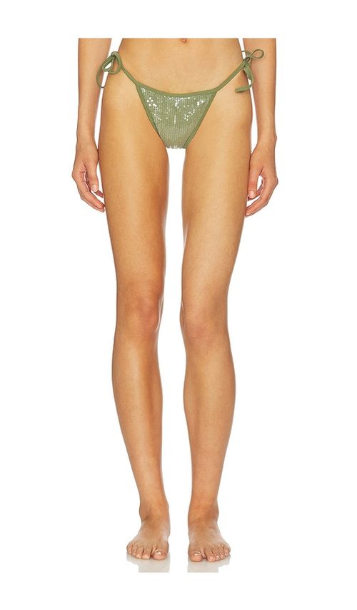 Tropic of C Sequin Praia Bikini Bottom in Green. - M also in L