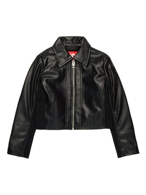 Logo-appliqué biker jacket - Black