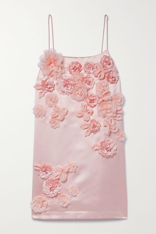 Mensa Appliquéd Satin Mini Dress - Pink