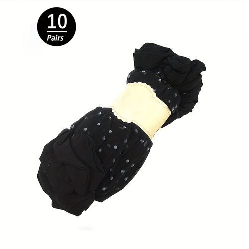 TEMU 10 Pairs Dot Print Mesh Socks, Comfy & Breathable Ankle Socks, Women's Stockings & Hosiery