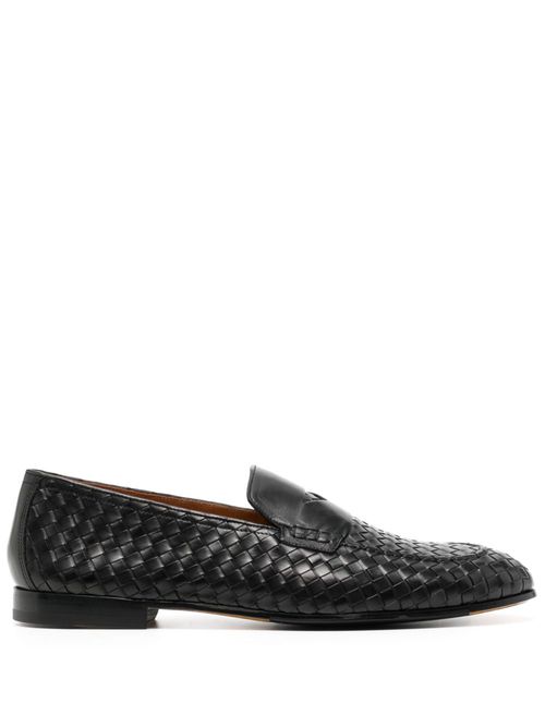 Woven leather penny loafers - Black