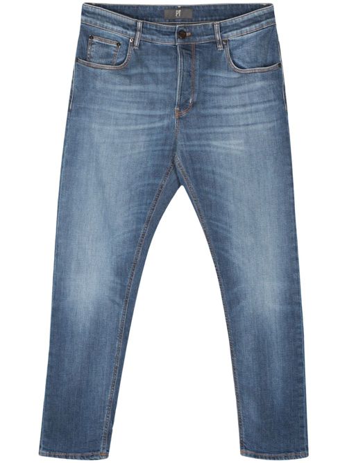 Logo-patch tapered jeans - Blue