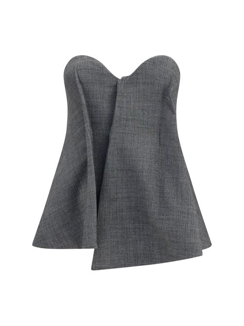 Asymmetrical Wool Corset Blouse — Gray