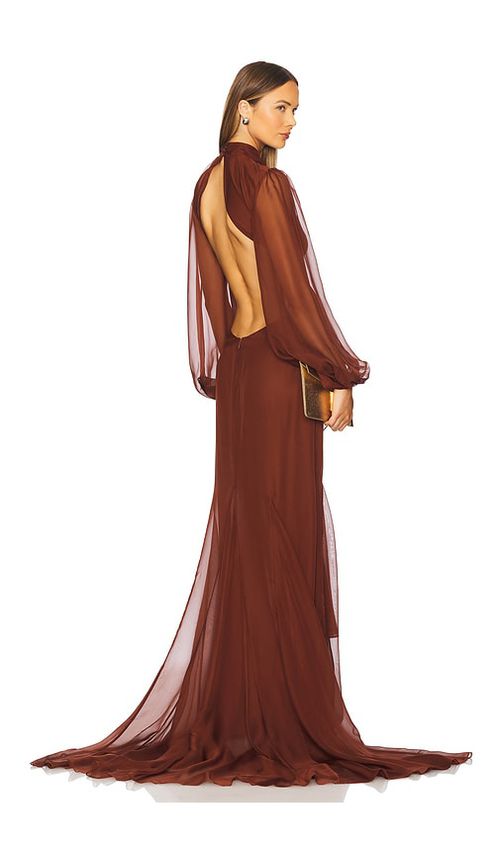 Retrofete Rosalinda Chiffon Dress in Brown. - XL also in