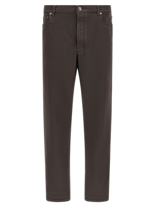 Cotton Straight-Leg Jeans — Brown