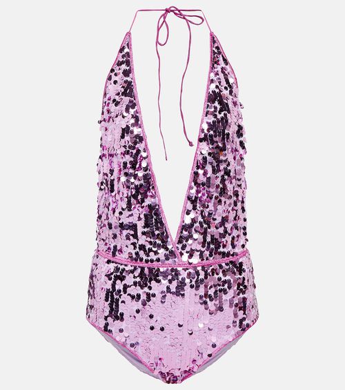 Oséree Sequined halterneck swimsuit