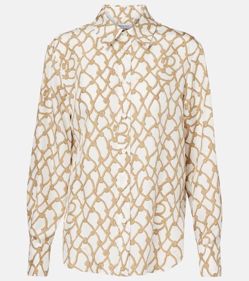 Printed silk poplin shirt