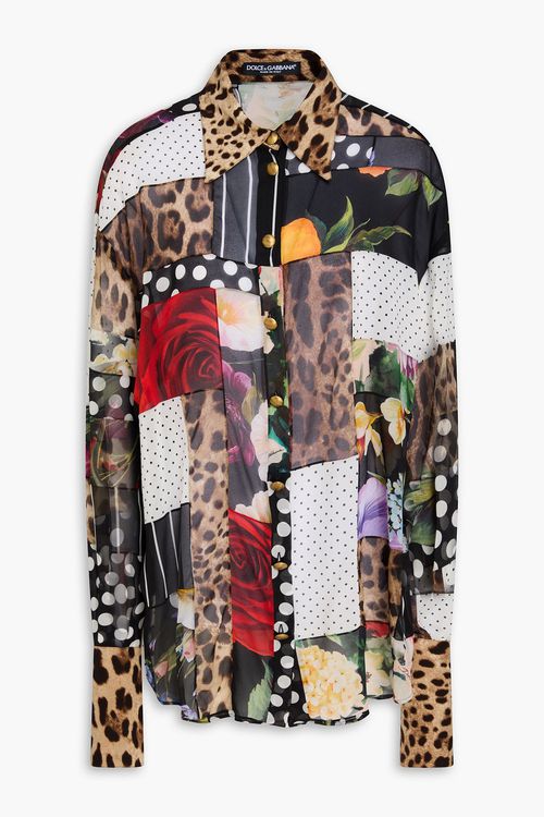 Patchwork silk-chiffon, georgette and crepe de chine shirt - Multicolor - IT 36