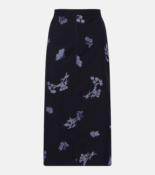 Wool and cotton jacquard pencil skirt