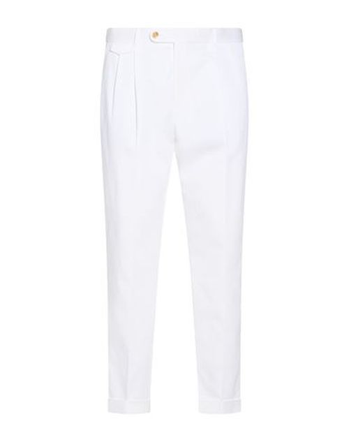 Man Pants White Size 38 Cotton, Elastane