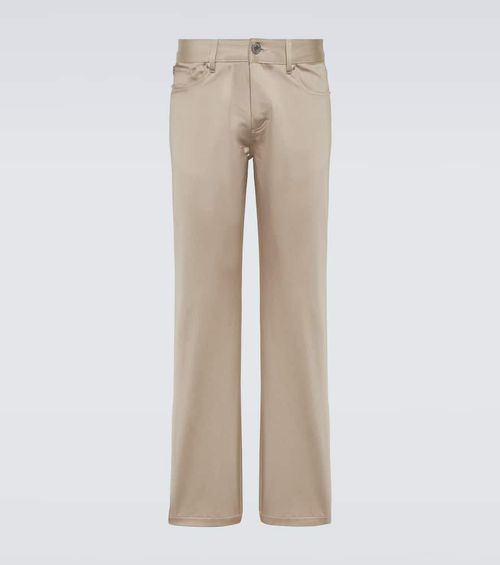 Cotton satin straight pants