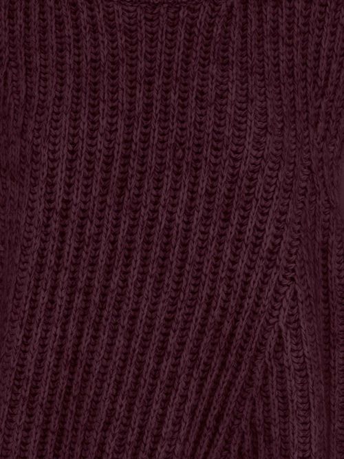Sleeveless Ribbed Wool Blend Sweater — Bordeaux