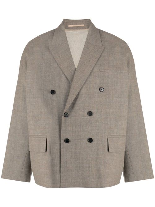 Double-breasted wool blazer - Brown