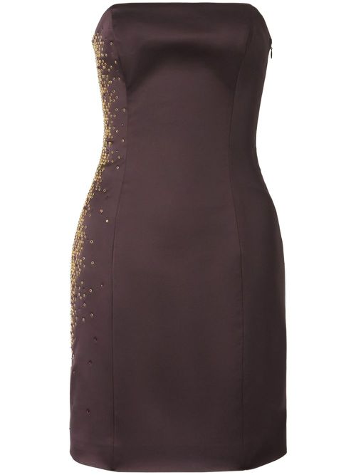 Stud-embellished mini dress - Brown