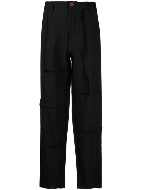 Exposed-seam straight-leg trousers - Black