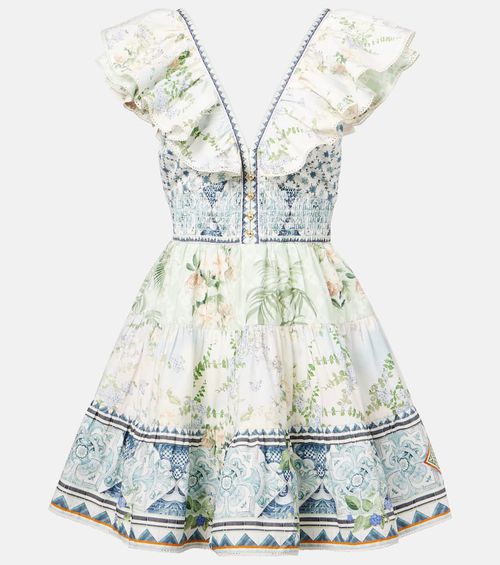 Crystal-embellished cotton minidress