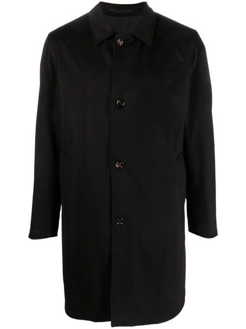 Single-breasted cashmere coat - Black