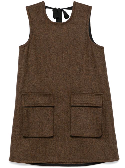 Herringbone mini dress - Brown