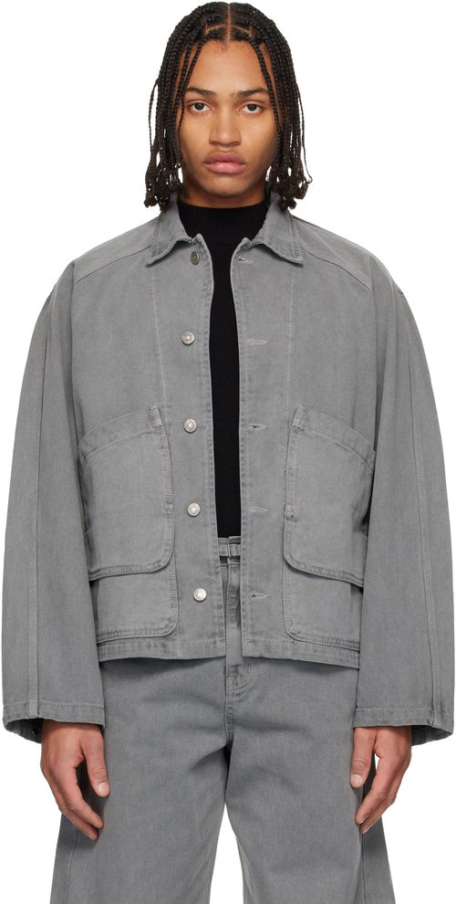 Gray Garment-Dyed Hunting Denim Jacket