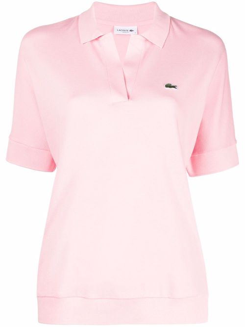 Logo-patch short-sleeve polo shirt - Pink