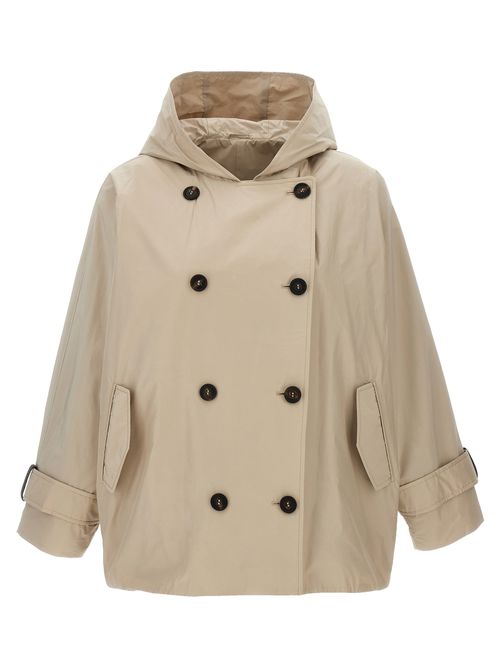 Double-Breasted Technical Coat — Beige