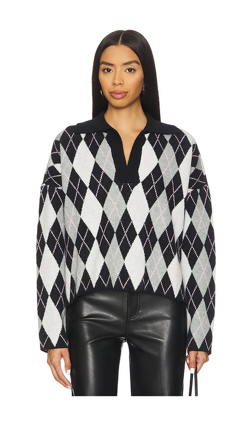 ALL THE WAYS Sara Argyle Sweater in Black Multi. S also in L