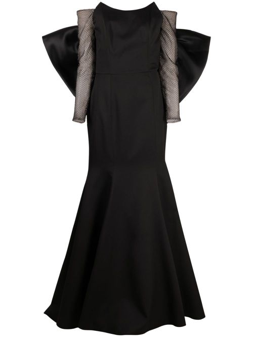 Off-shoulder satin fishtail gown - Black