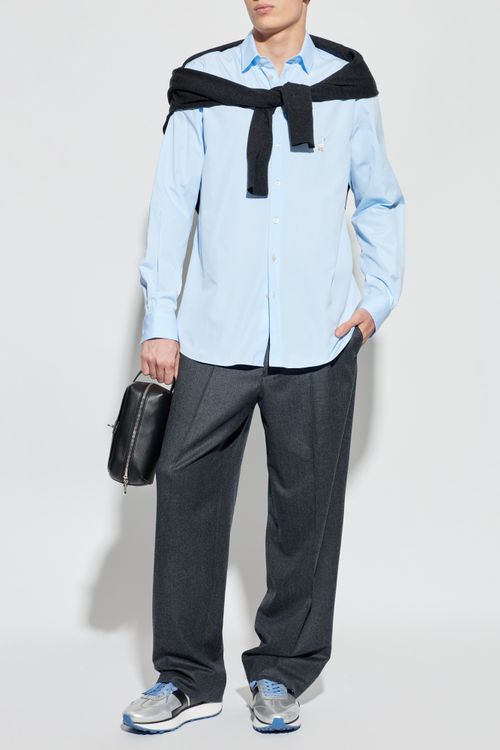 Shirt With Embroidery, Men's, Light Blue