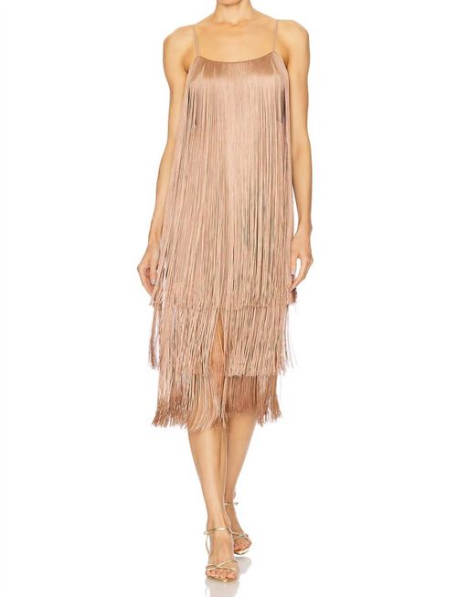 Taylen Fringe Midi Dress In Chantarelle