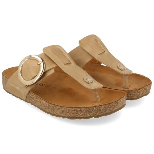 HAFLINGER Round Buckle Corinna Sandals with Rubber Sole and Cork Latex Footbed Unisex