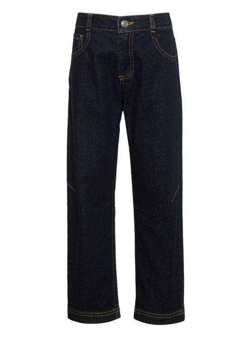 Topstitched straight jeans - Blue