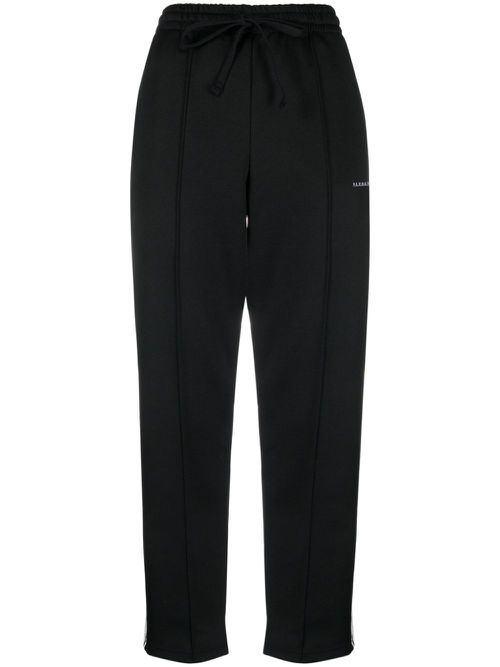 Logo-embroidered cropped track pants - Black