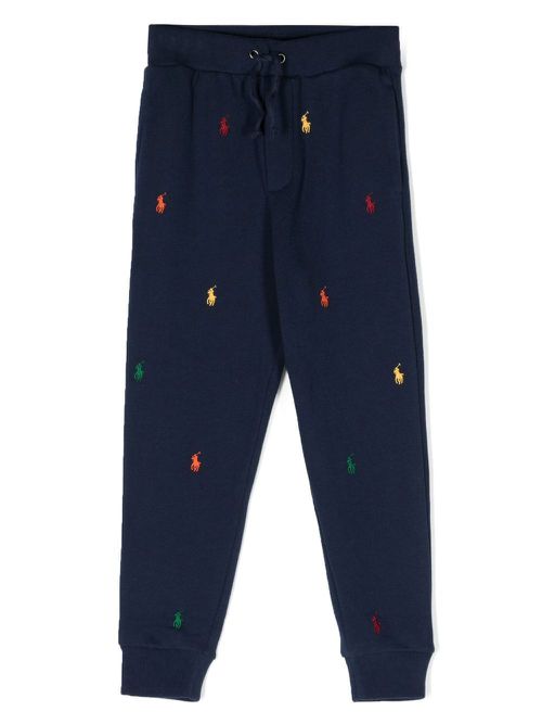 Polo Pony-embroidered track pants - Blue