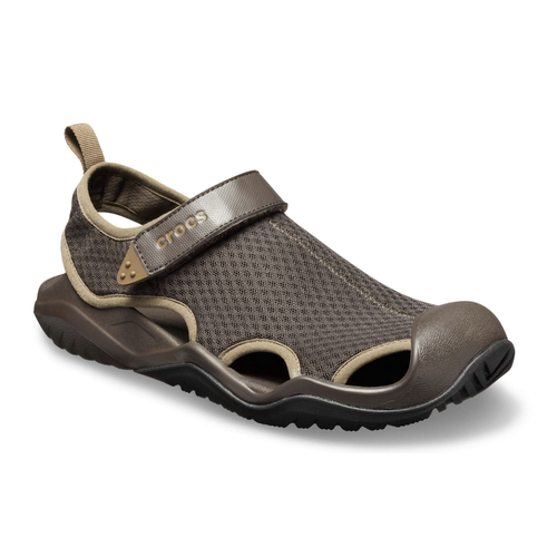 (US 14) Crocs Mens Swiftwater Mesh Deck Outdoor Athletic Lightweight Sandal - Espresso