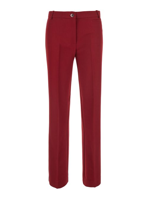 High-Waisted Crepe Trousers — Red