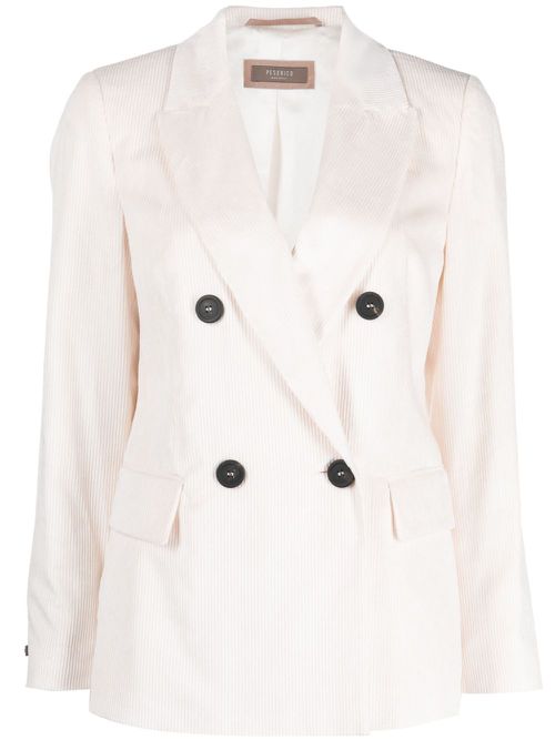 Corduroy double-breasted blazer - Pink