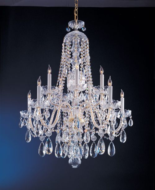 Traditional Crystal 10-Light 35" Traditional Chandelier in Polished Brass with Clear Spectra Crysta