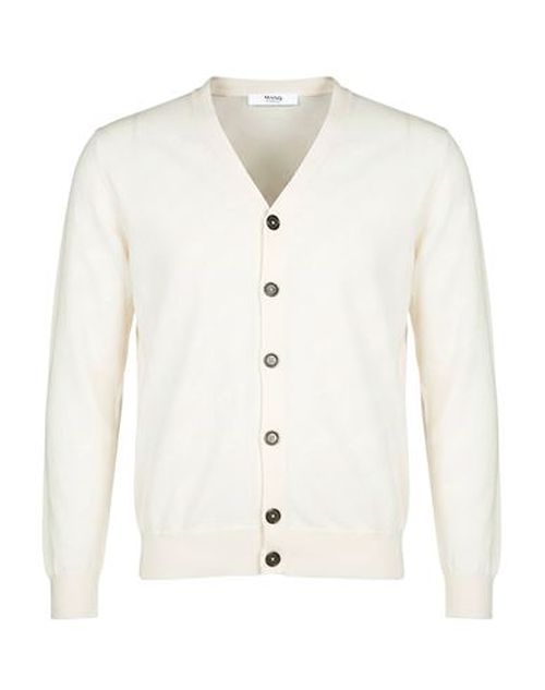 Man Cardigan White Size 40 Cotton