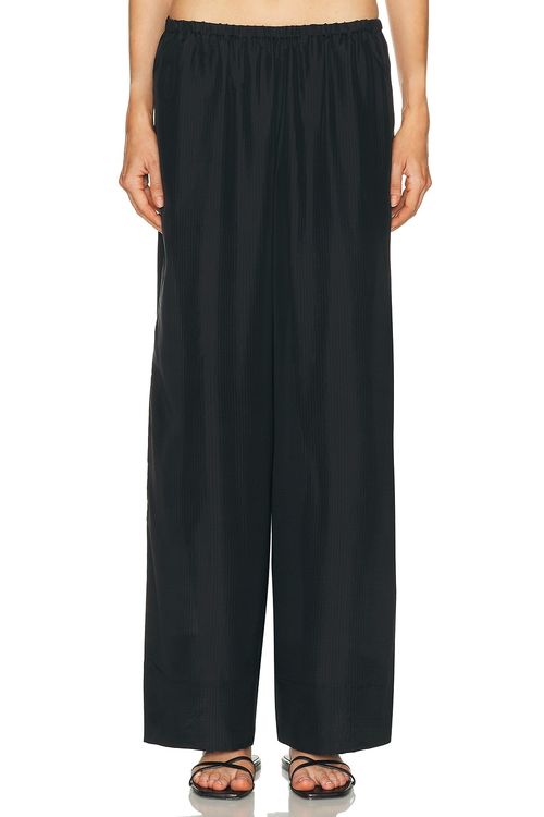 St. Agni Silk Grid Relaxed Pant in Black - Black. M also in