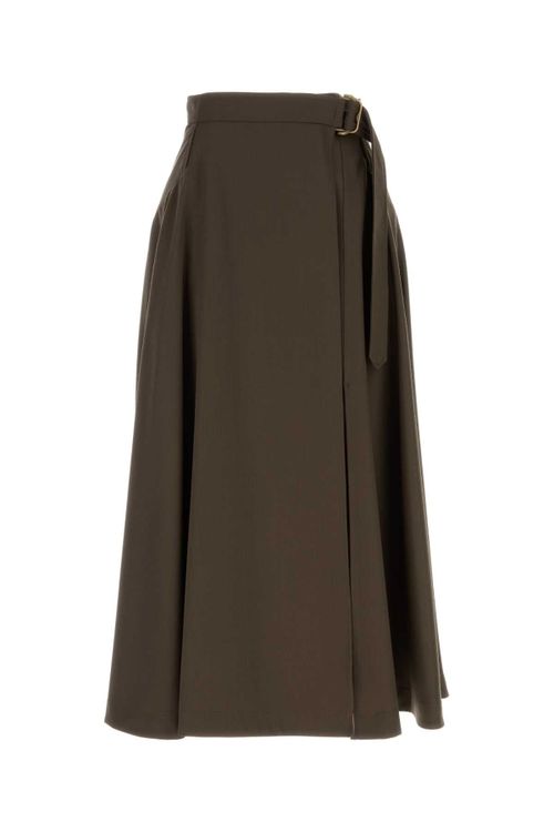 Wool Maxi Skirt — Brown