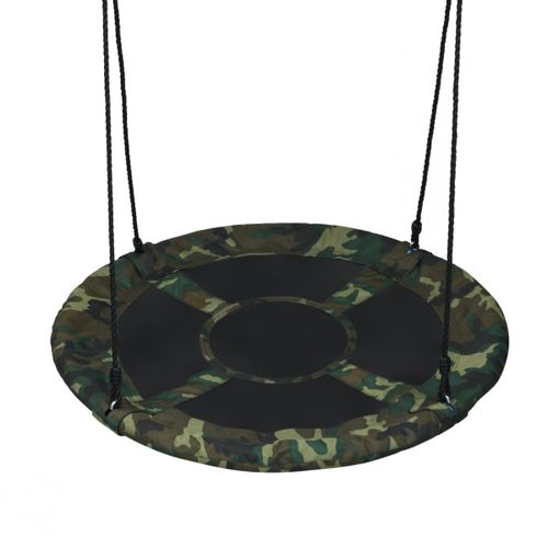 40 Inch Flying Saucer Tree Swing Outdoor Play Set with Adjustable Ropes Gift for Kids - Camouflage Green