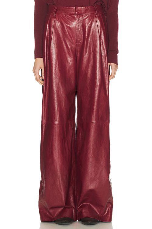 SIMKHAI Kobie Wide Leg Pant in Cranberry - Burgundy. 6 also