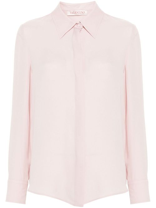 Pointed-collar silk shirt - Pink