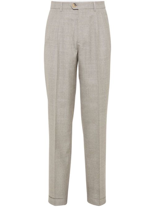 Pleat-detail tailored trousers - Neutrals